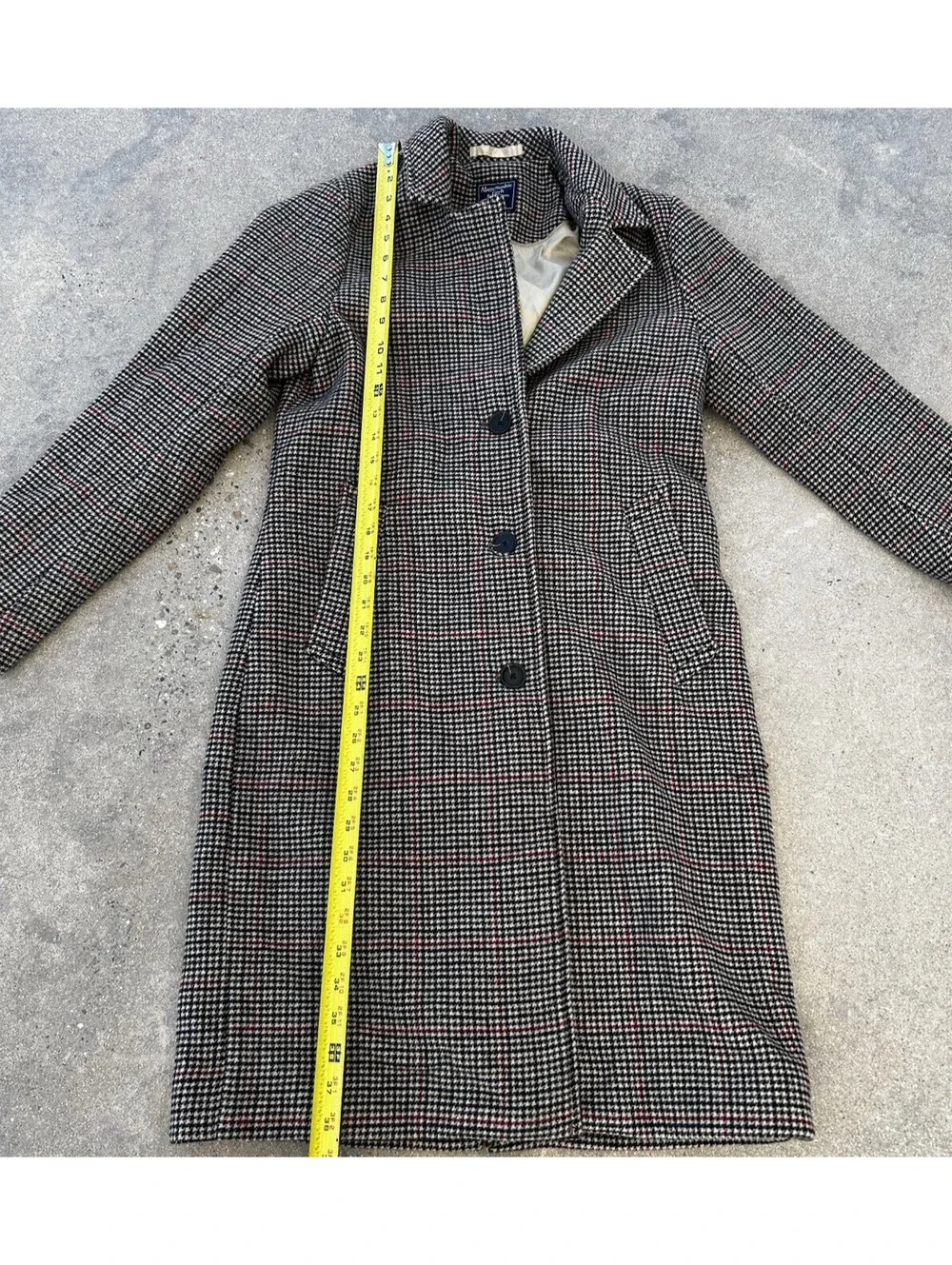 Abercrombie & Fitch A&F Wool Blend Houndstooth Blazer Coat Plaid Size Medium